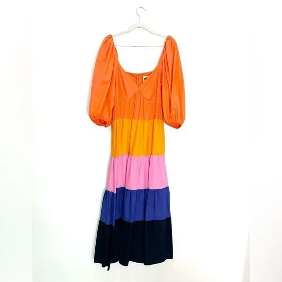 NEW Farm Rio Tiered Colorblocked Maxi Dress